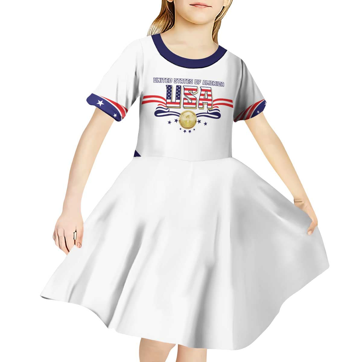 Custom USA 2024 Kid Short Sleeve Dress Summer Sport Go United States LT05 - Wonder Print Shop