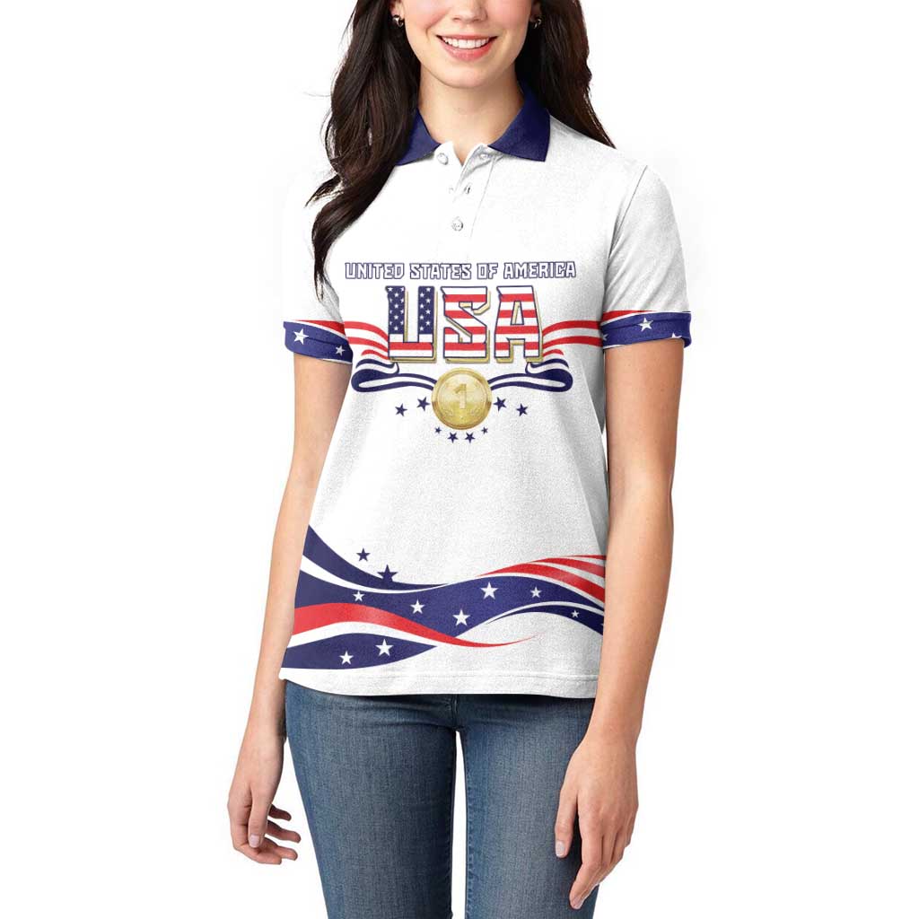 Custom USA 2024 Women Polo Shirt Summer Sport Go United States LT05 - Wonder Print Shop