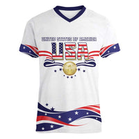 Custom USA 2024 Women V-Neck T-Shirt Summer Sport Go United States LT05 - Wonder Print Shop