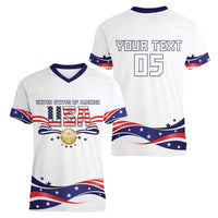 Custom USA 2024 Women V-Neck T-Shirt Summer Sport Go United States LT05 - Wonder Print Shop