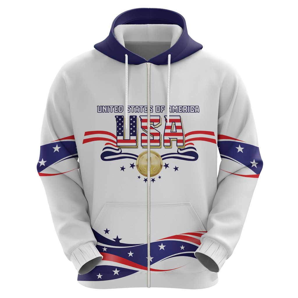 Custom USA 2024 Zip Hoodie Summer Sport Go United States LT05 - Wonder Print Shop