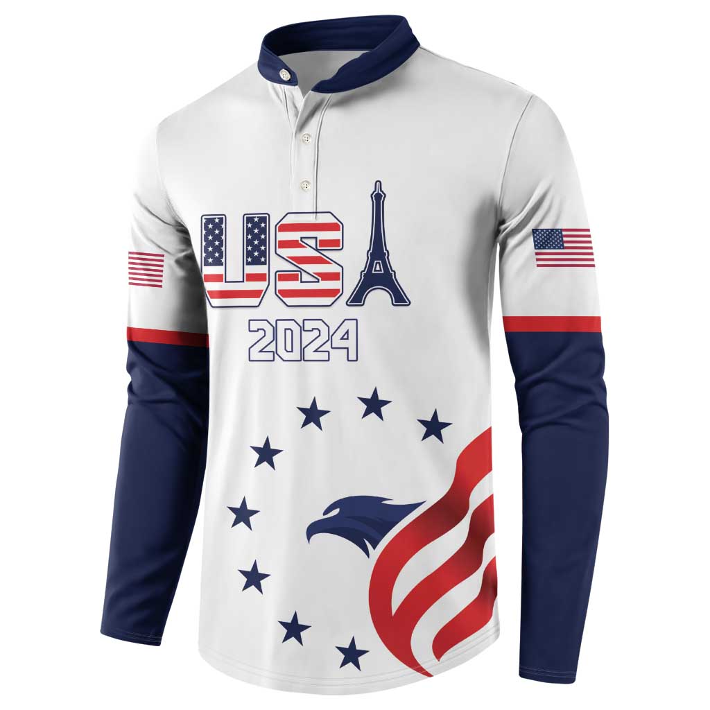 Custom USA 2024 Paris Button Sweatshirt United States Sport LT05 - Wonder Print Shop