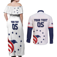 Custom USA 2024 Paris Couples Matching Off Shoulder Maxi Dress and Long Sleeve Button Shirt United States Sport LT05 - Wonder Print Shop