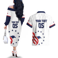 Custom USA 2024 Paris Couples Matching Off The Shoulder Long Sleeve Dress and Hawaiian Shirt United States Sport LT05 - Wonder Print Shop