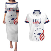 Custom USA 2024 Paris Couples Matching Puletasi and Hawaiian Shirt United States Sport LT05 - Wonder Print Shop