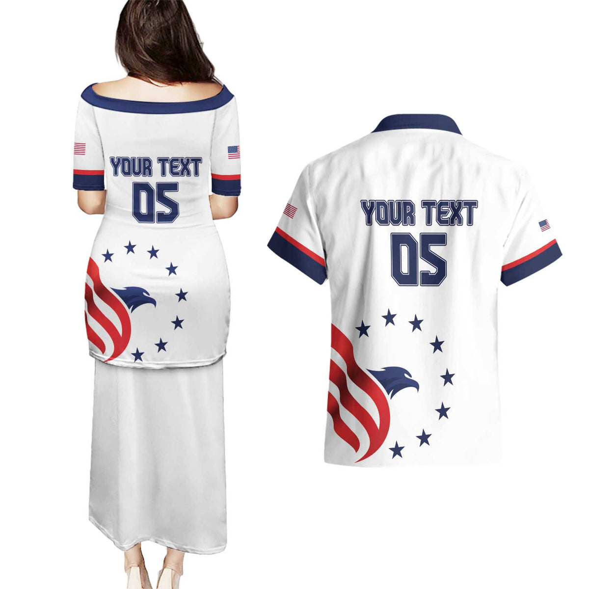 Custom USA 2024 Paris Couples Matching Puletasi and Hawaiian Shirt United States Sport LT05 - Wonder Print Shop