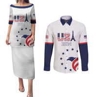 Custom USA 2024 Paris Couples Matching Puletasi and Long Sleeve Button Shirt United States Sport LT05 - Wonder Print Shop
