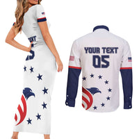 Custom USA 2024 Paris Couples Matching Short Sleeve Bodycon Dress and Long Sleeve Button Shirt United States Sport LT05 - Wonder Print Shop