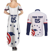 Custom USA 2024 Paris Couples Matching Summer Maxi Dress and Long Sleeve Button Shirt United States Sport LT05 - Wonder Print Shop