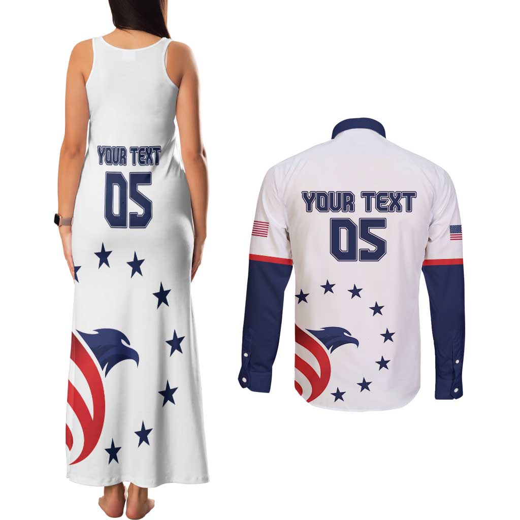 Custom USA 2024 Paris Couples Matching Tank Maxi Dress and Long Sleeve Button Shirt United States Sport LT05 - Wonder Print Shop