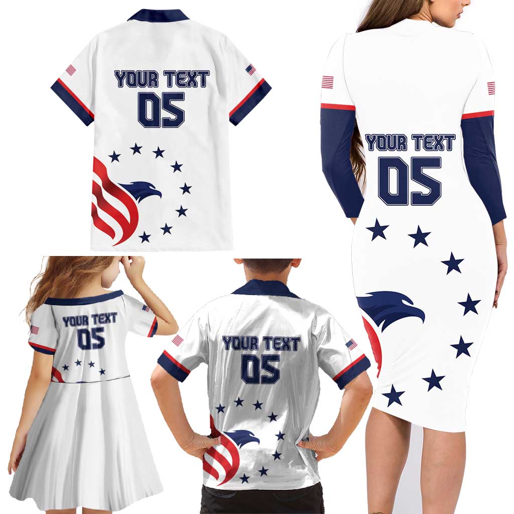 Custom USA 2024 Paris Family Matching Long Sleeve Bodycon Dress and Hawaiian Shirt United States Sport LT05 - Wonder Print Shop