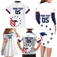 Custom USA 2024 Paris Family Matching Long Sleeve Bodycon Dress and Hawaiian Shirt United States Sport LT05 - Wonder Print Shop