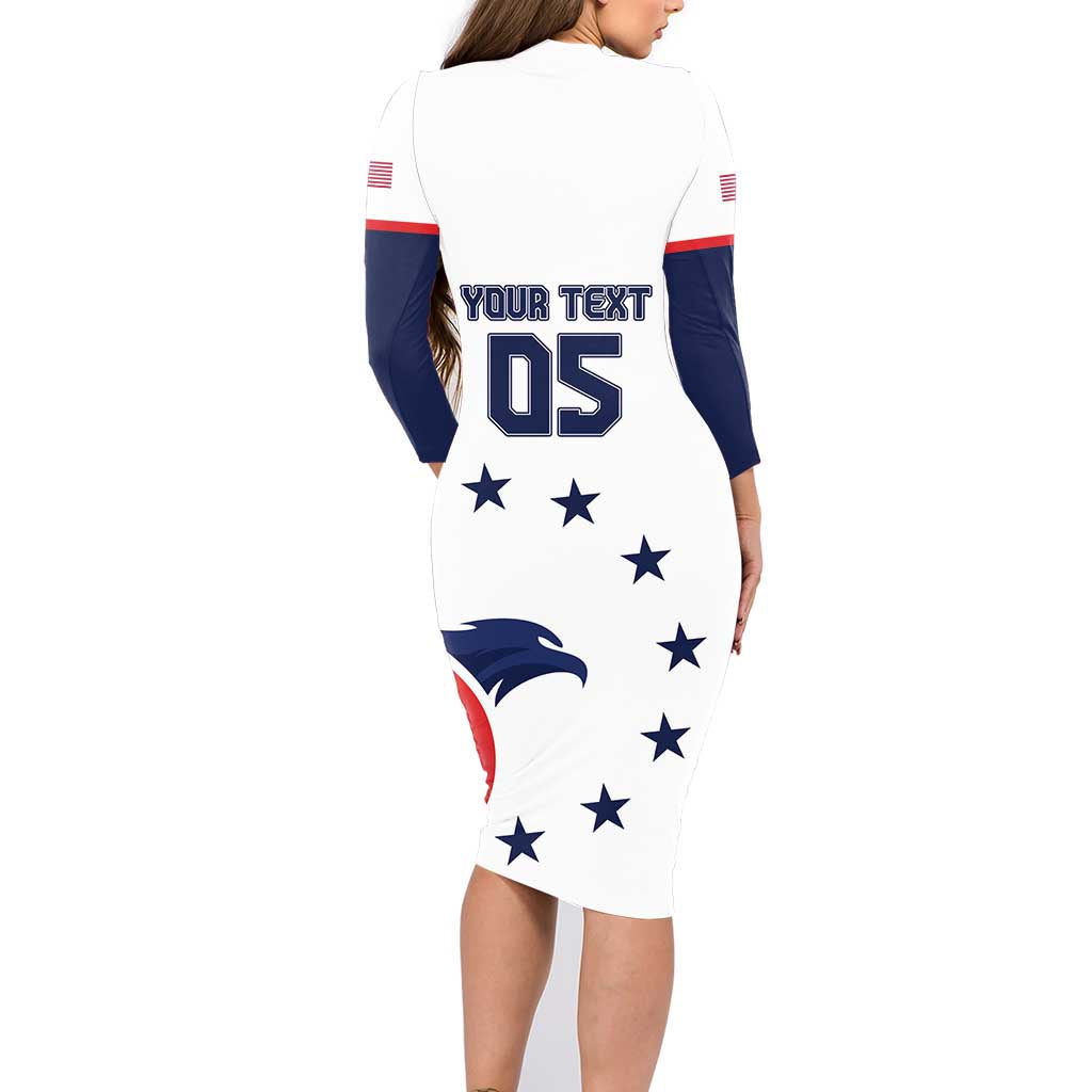 Custom USA 2024 Paris Family Matching Long Sleeve Bodycon Dress and Hawaiian Shirt United States Sport LT05 - Wonder Print Shop