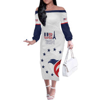 Custom USA 2024 Paris Family Matching Off The Shoulder Long Sleeve Dress and Hawaiian Shirt United States Sport LT05 - Wonder Print Shop
