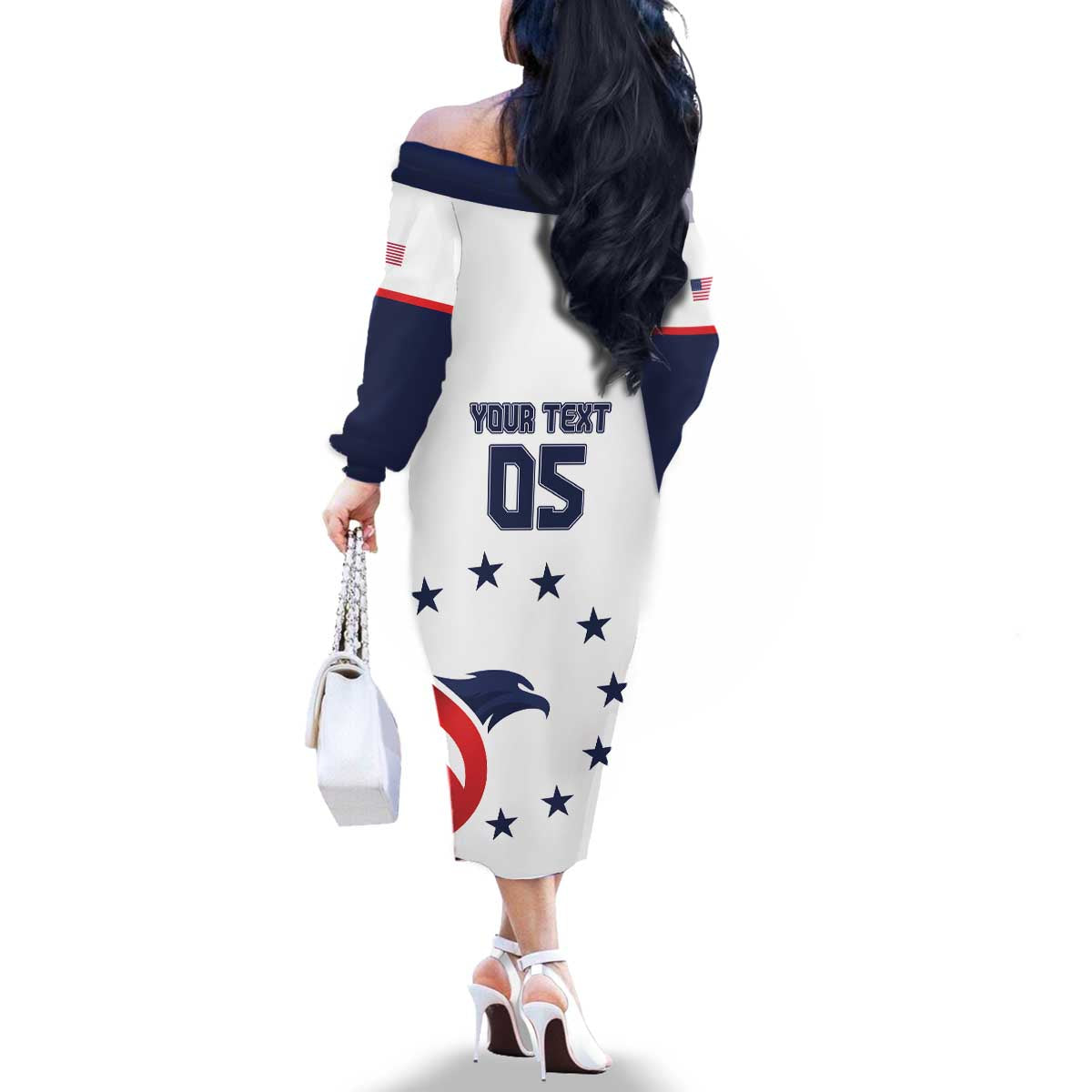 Custom USA 2024 Paris Family Matching Off The Shoulder Long Sleeve Dress and Hawaiian Shirt United States Sport LT05 - Wonder Print Shop