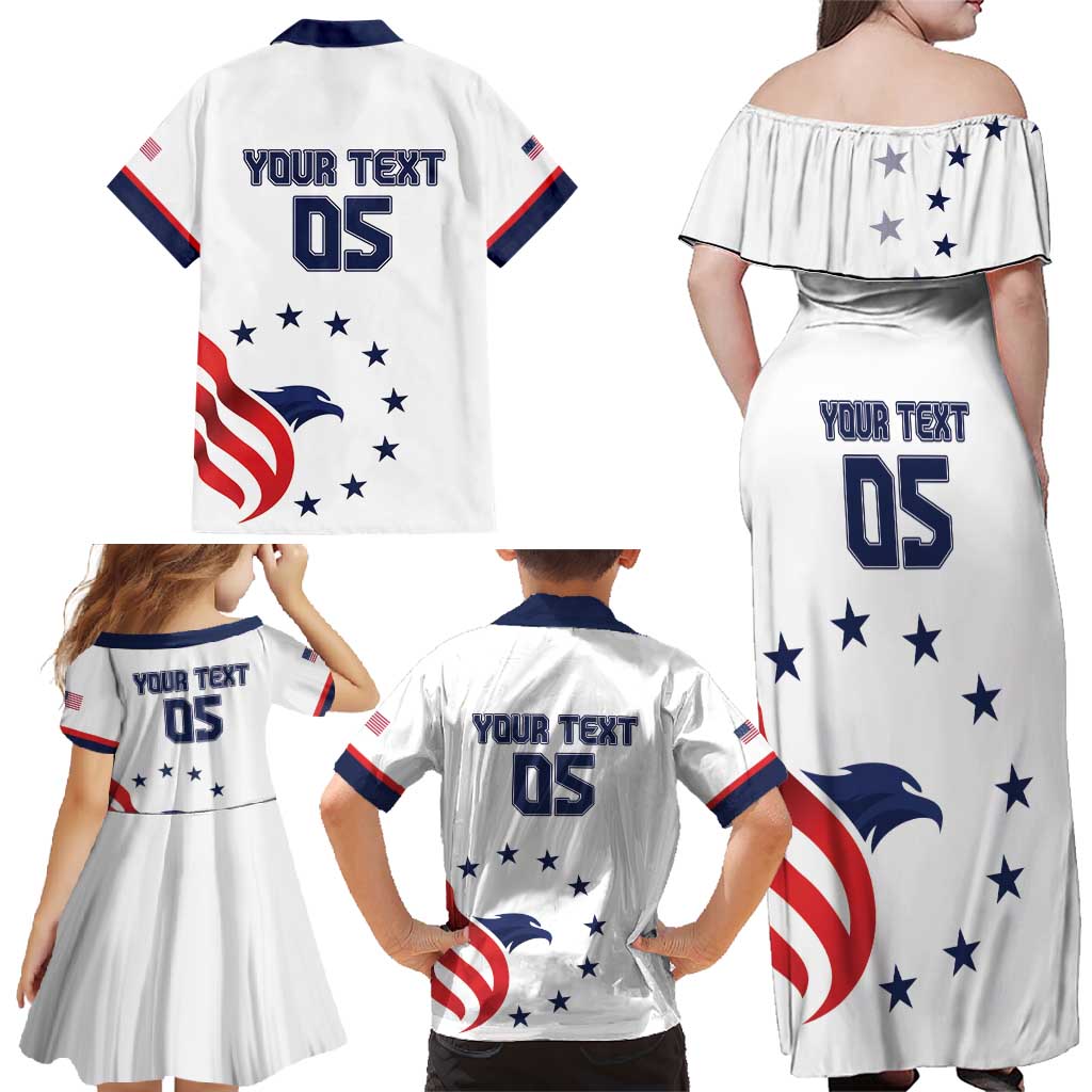 Custom USA 2024 Paris Family Matching Off Shoulder Maxi Dress and Hawaiian Shirt United States Sport LT05 - Wonder Print Shop