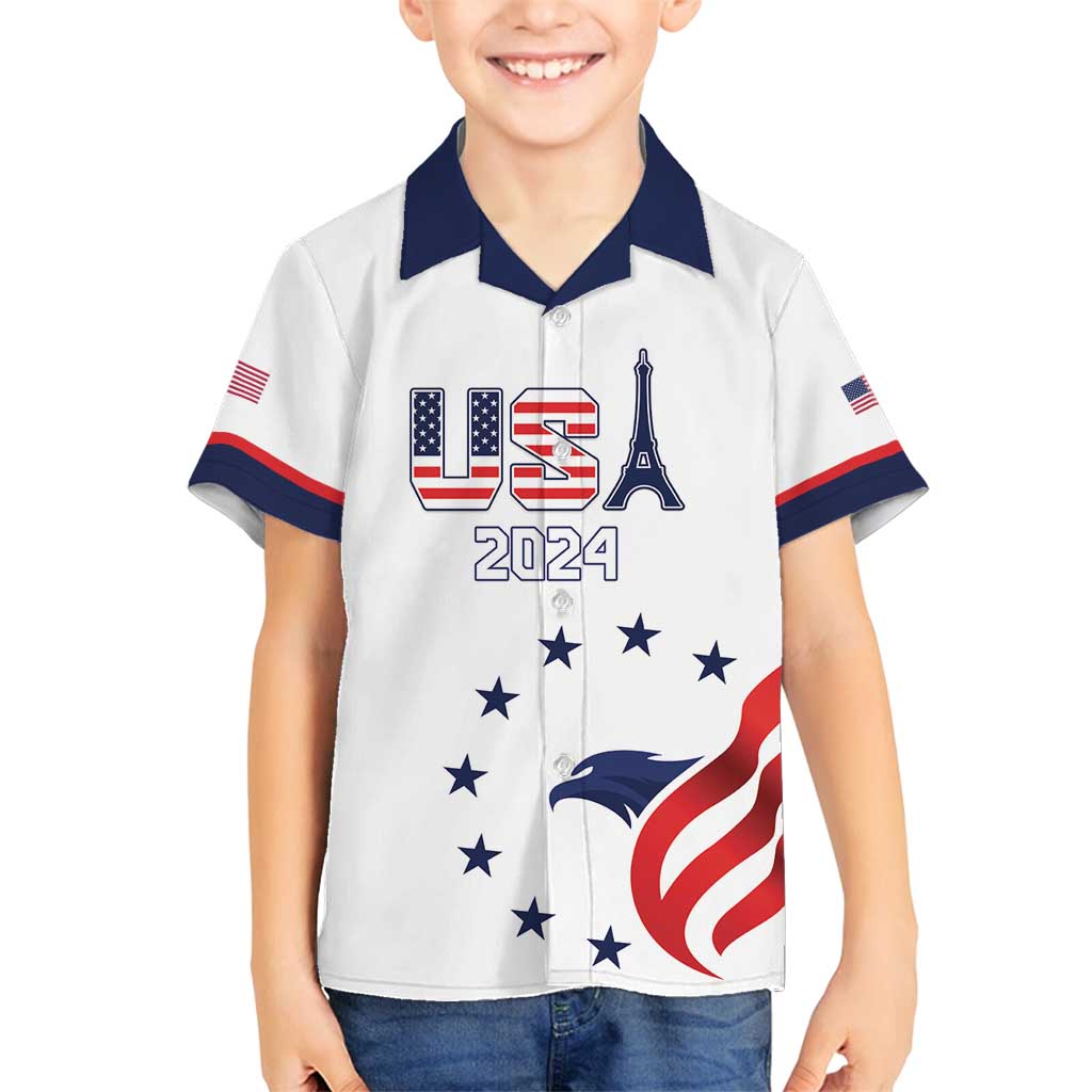 Custom USA 2024 Paris Family Matching Off Shoulder Maxi Dress and Hawaiian Shirt United States Sport LT05 - Wonder Print Shop