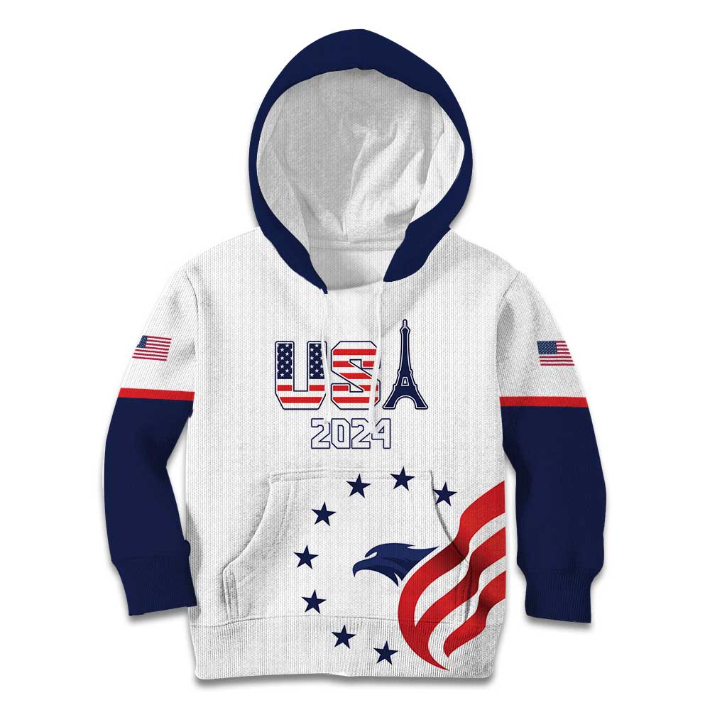 Custom USA 2024 Paris Kid Hoodie United States Sport LT05 - Wonder Print Shop
