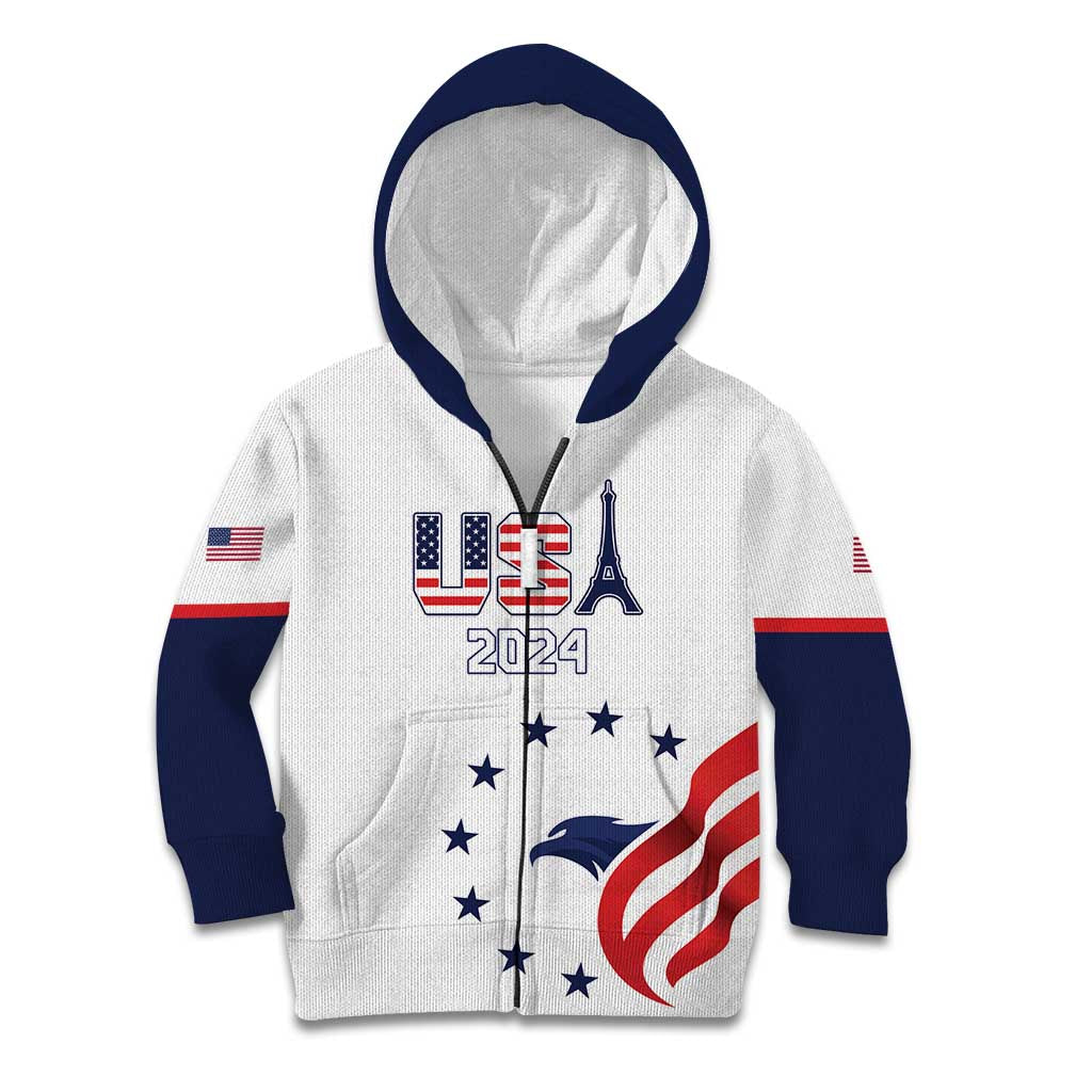 Custom USA 2024 Paris Kid Hoodie United States Sport LT05 - Wonder Print Shop