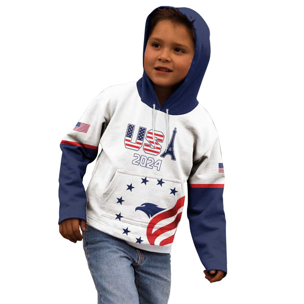 Custom USA 2024 Paris Kid Hoodie United States Sport LT05 - Wonder Print Shop