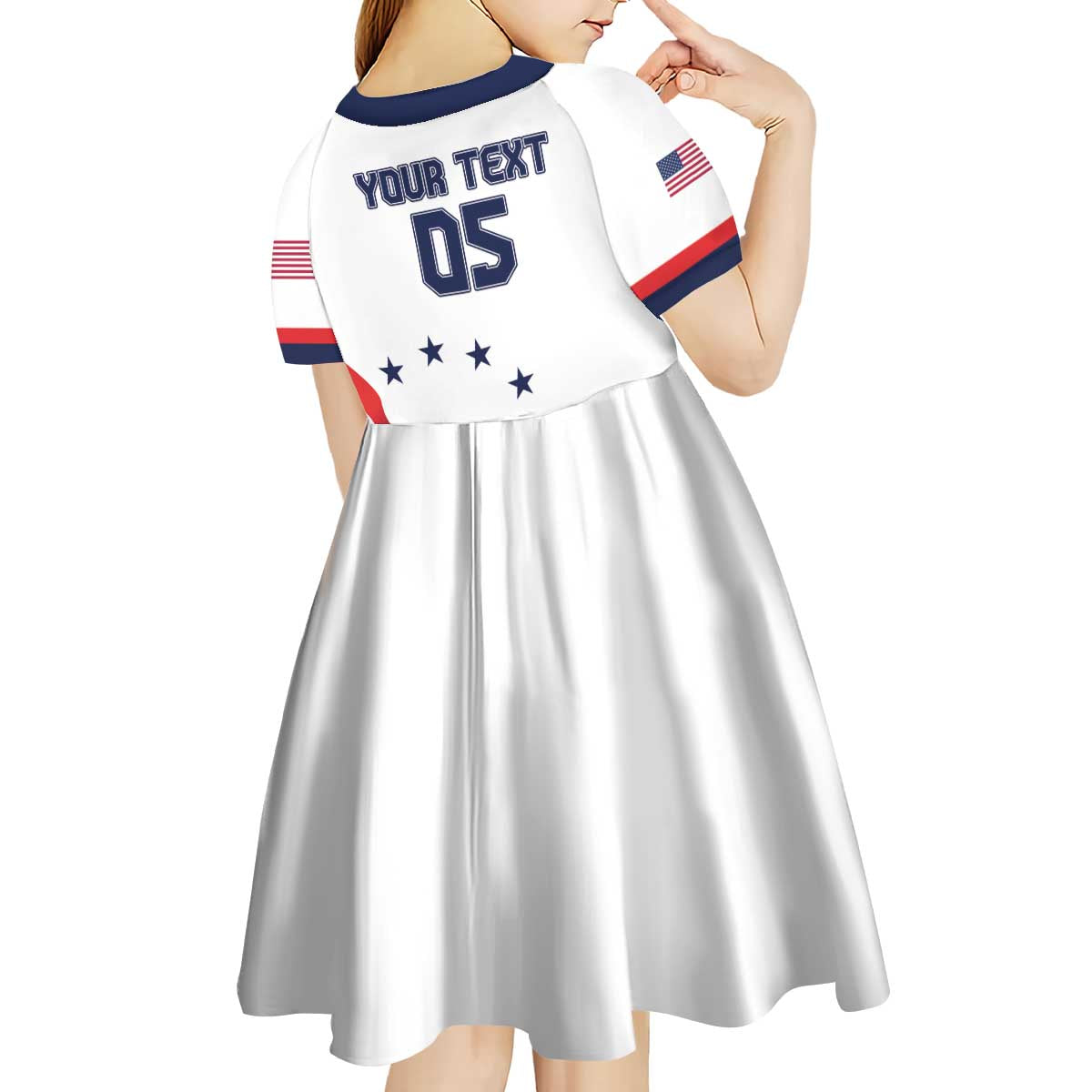 Custom USA 2024 Paris Kid Short Sleeve Dress United States Sport LT05 - Wonder Print Shop