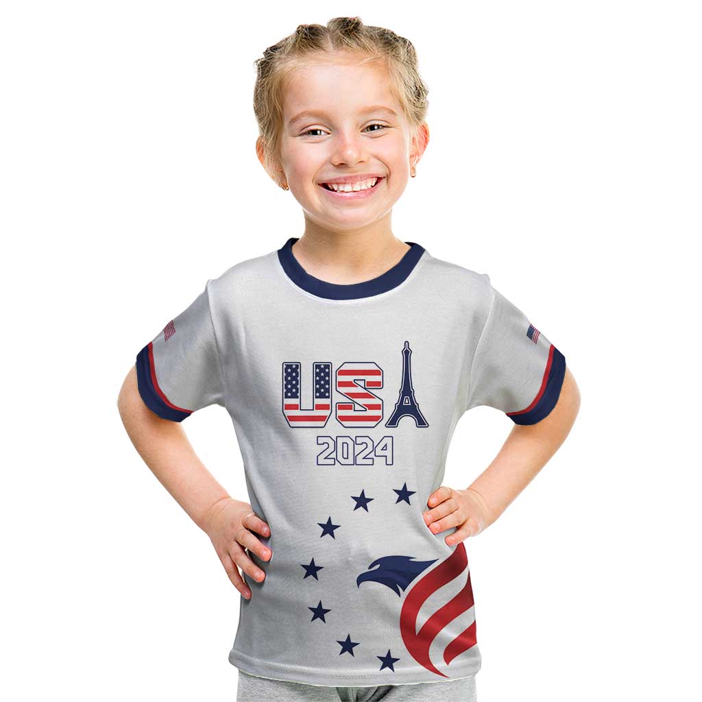 Custom USA 2024 Paris Kid T Shirt United States Sport LT05 - Wonder Print Shop
