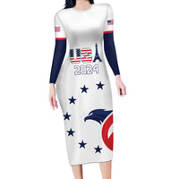 Custom USA 2024 Paris Long Sleeve Bodycon Dress United States Sport LT05 - Wonder Print Shop