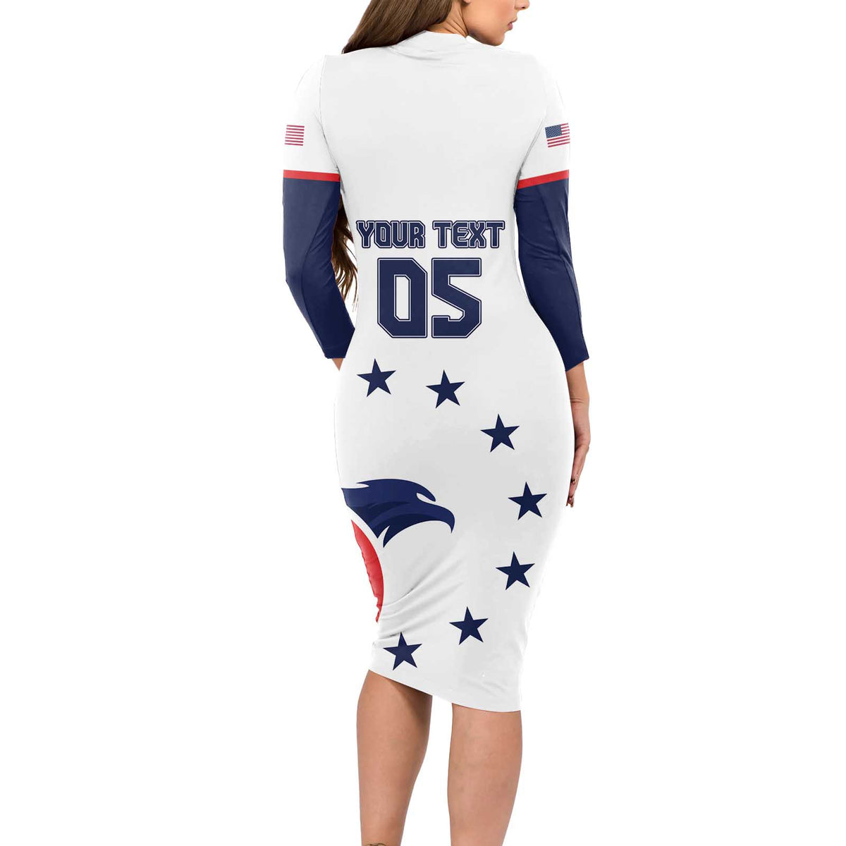 Custom USA 2024 Paris Long Sleeve Bodycon Dress United States Sport LT05 - Wonder Print Shop