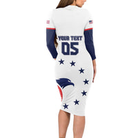 Custom USA 2024 Paris Long Sleeve Bodycon Dress United States Sport LT05 - Wonder Print Shop