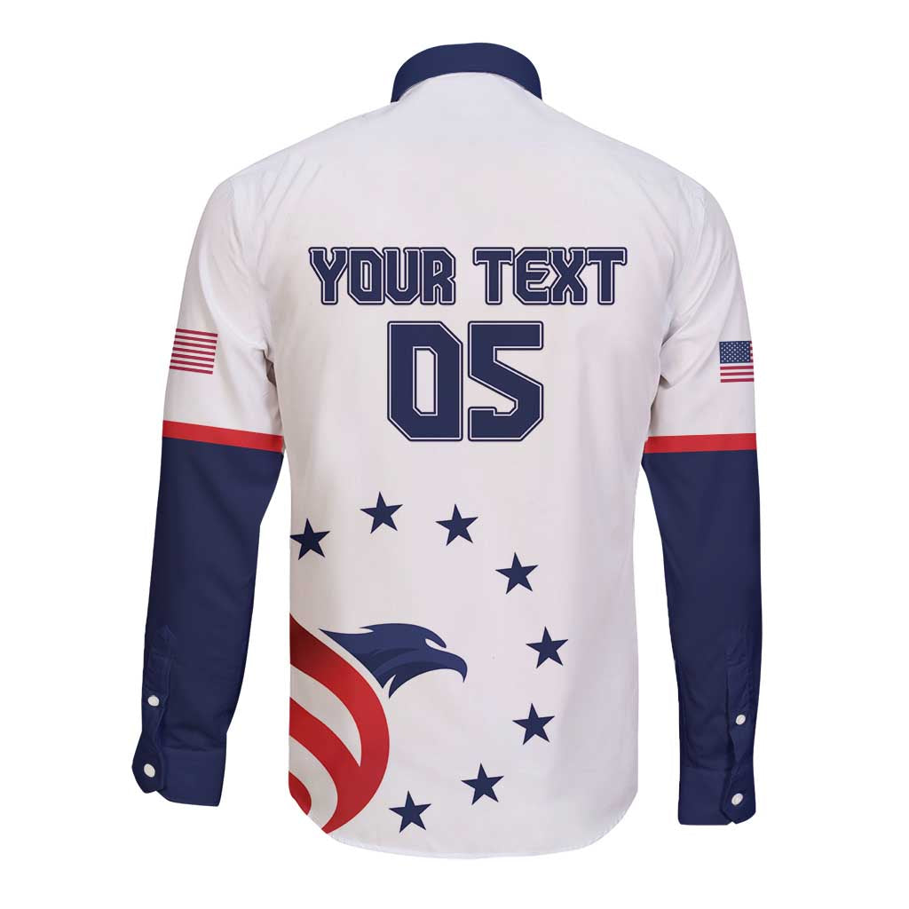 Custom USA 2024 Paris Long Sleeve Button Shirt United States Sport LT05 - Wonder Print Shop