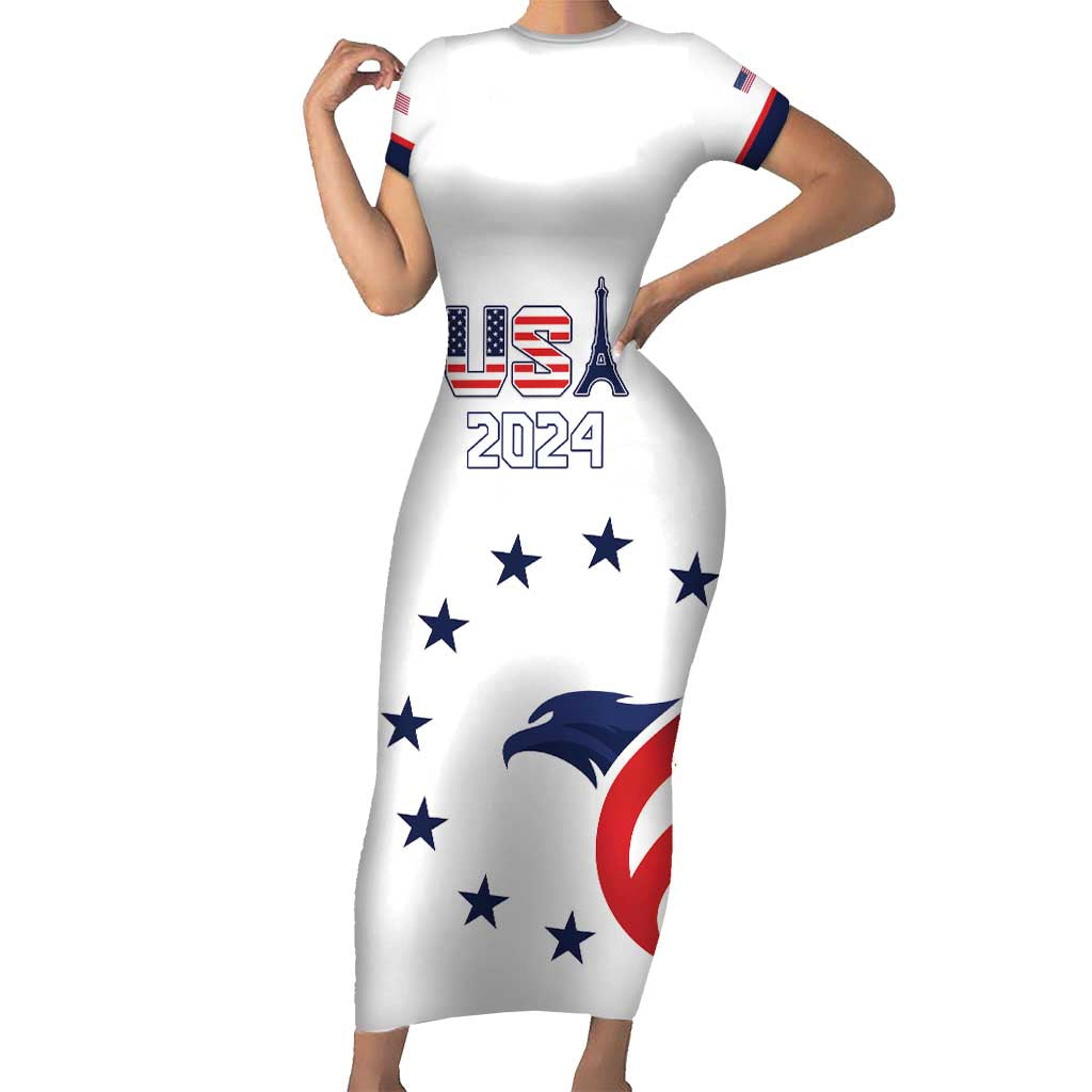 Custom USA 2024 Paris Short Sleeve Bodycon Dress United States Sport LT05 - Wonder Print Shop