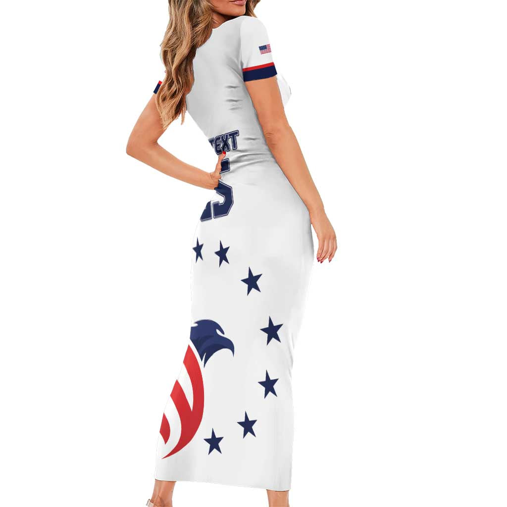 Custom USA 2024 Paris Short Sleeve Bodycon Dress United States Sport LT05 - Wonder Print Shop