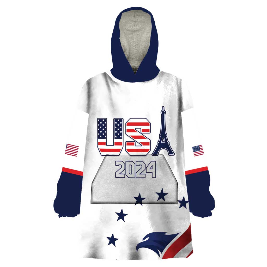 Custom USA 2024 Paris Wearable Blanket Hoodie United States Sport LT05 - Wonder Print Shop