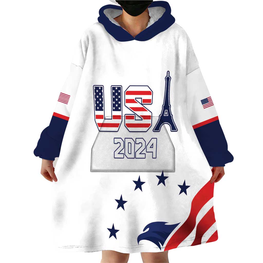Custom USA 2024 Paris Wearable Blanket Hoodie United States Sport LT05 - Wonder Print Shop
