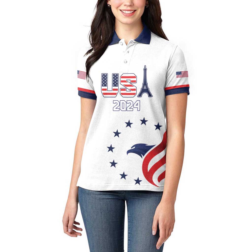 Custom USA 2024 Paris Women Polo Shirt United States Sport LT05 - Wonder Print Shop