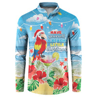 Hawaii Christmas Button Sweatshirt Funny Macaw Parrot Tropical Vibe LT05 - Wonder Print Shop
