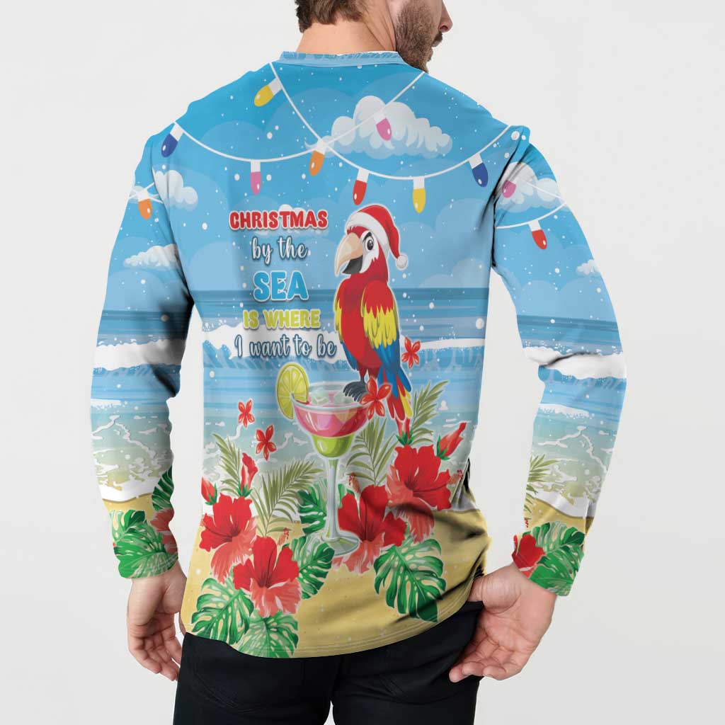 Hawaii Christmas Button Sweatshirt Funny Macaw Parrot Tropical Vibe LT05 - Wonder Print Shop