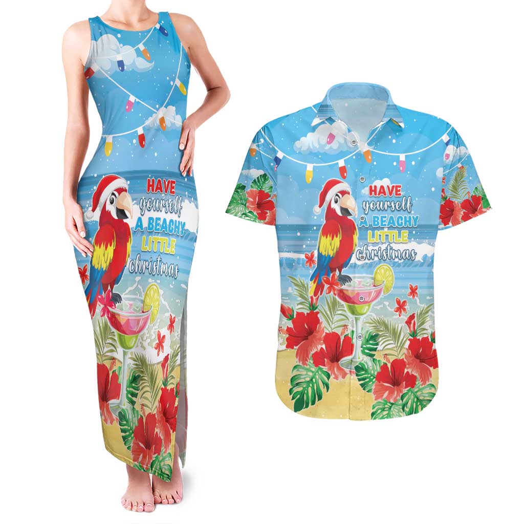 Hawaii Christmas Couples Matching Tank Maxi Dress and Hawaiian Shirt Funny Macaw Parrot Tropical Vibe LT05 - Wonder Print Shop