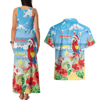 Hawaii Christmas Couples Matching Tank Maxi Dress and Hawaiian Shirt Funny Macaw Parrot Tropical Vibe LT05 - Wonder Print Shop
