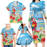 Hawaii Christmas Family Matching Long Sleeve Bodycon Dress and Hawaiian Shirt Funny Macaw Parrot Tropical Vibe LT05 - Wonder Print Shop