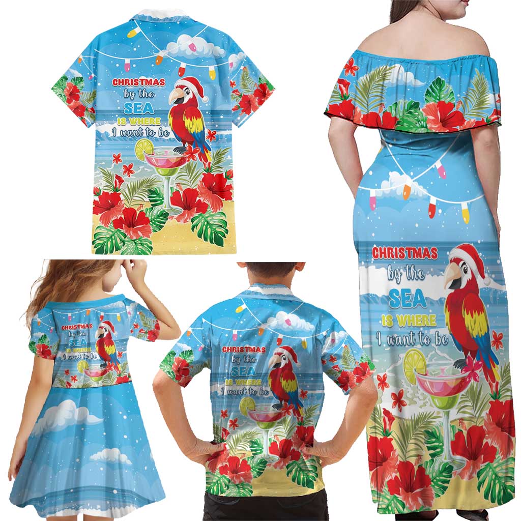 Hawaii Christmas Family Matching Off Shoulder Maxi Dress and Hawaiian Shirt Funny Macaw Parrot Tropical Vibe LT05 - Wonder Print Shop