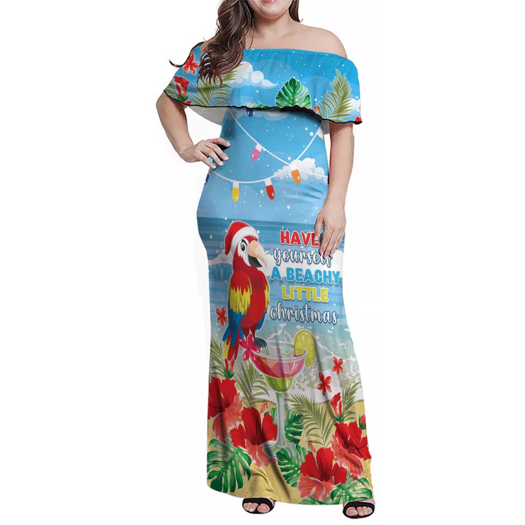 Hawaii Christmas Family Matching Off Shoulder Maxi Dress and Hawaiian Shirt Funny Macaw Parrot Tropical Vibe LT05 - Wonder Print Shop