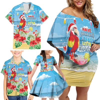 Hawaii Christmas Family Matching Off Shoulder Short Dress and Hawaiian Shirt Funny Macaw Parrot Tropical Vibe LT05 - Wonder Print Shop