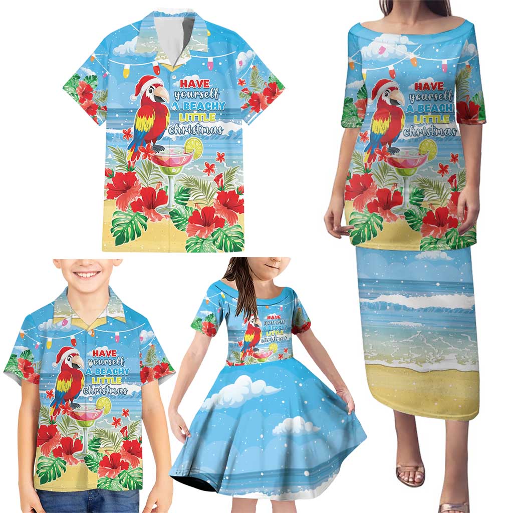 Hawaii Christmas Family Matching Puletasi and Hawaiian Shirt Funny Macaw Parrot Tropical Vibe LT05 - Wonder Print Shop