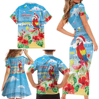 Hawaii Christmas Family Matching Short Sleeve Bodycon Dress and Hawaiian Shirt Funny Macaw Parrot Tropical Vibe LT05 - Wonder Print Shop