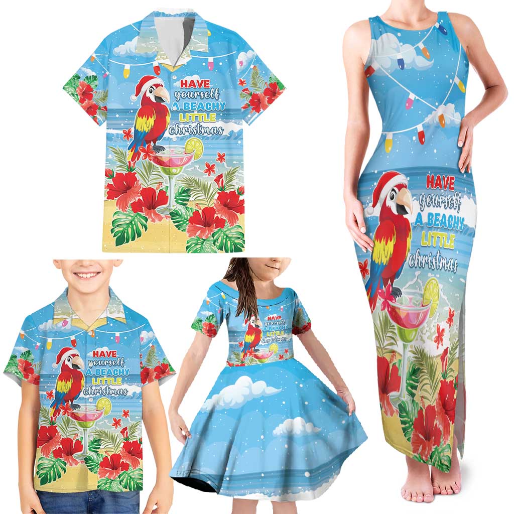 Hawaii Christmas Family Matching Tank Maxi Dress and Hawaiian Shirt Funny Macaw Parrot Tropical Vibe LT05 - Wonder Print Shop