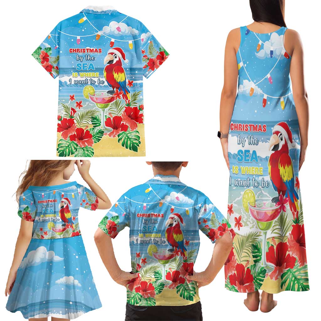 Hawaii Christmas Family Matching Tank Maxi Dress and Hawaiian Shirt Funny Macaw Parrot Tropical Vibe LT05 - Wonder Print Shop