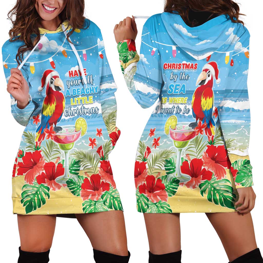 Hawaii Christmas Hoodie Dress Funny Macaw Parrot Tropical Vibe LT05 - Wonder Print Shop