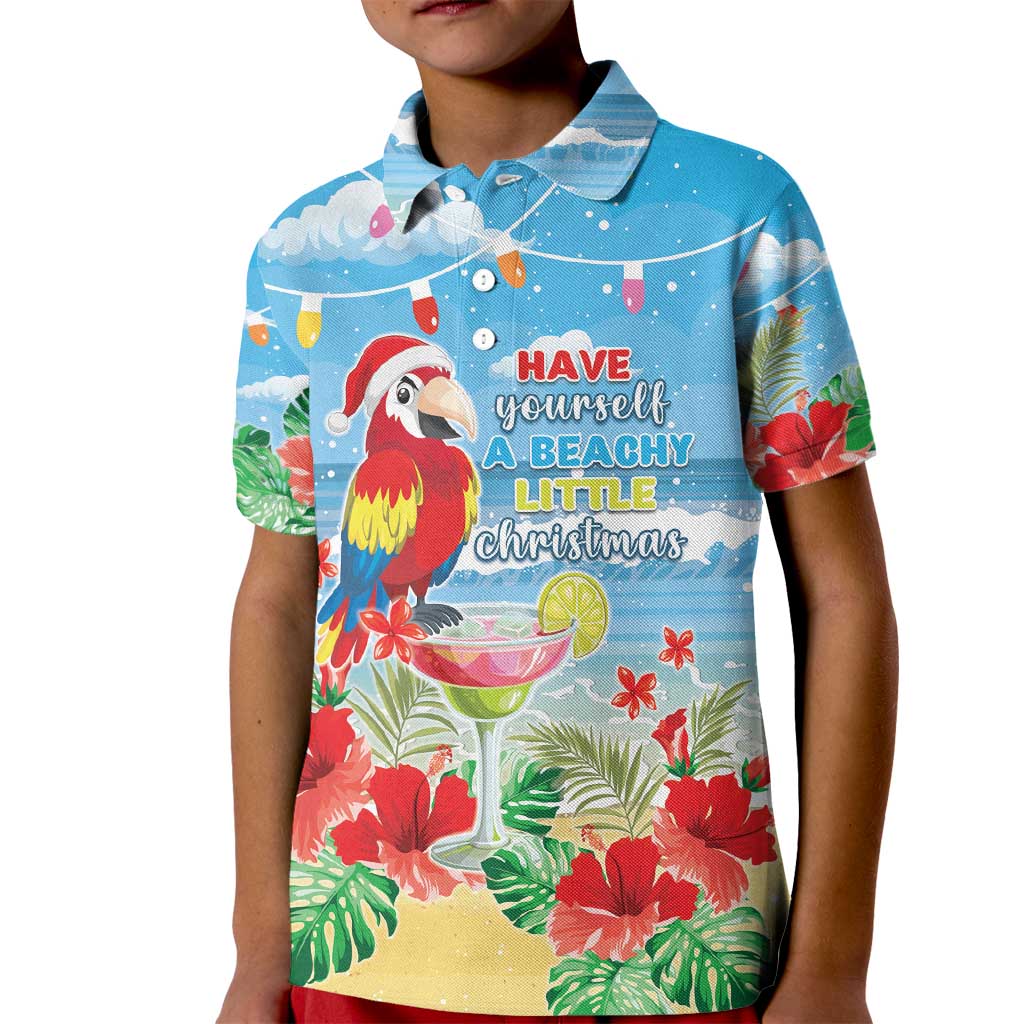 Hawaii Christmas Kid Polo Shirt Funny Macaw Parrot Tropical Vibe LT05 - Wonder Print Shop