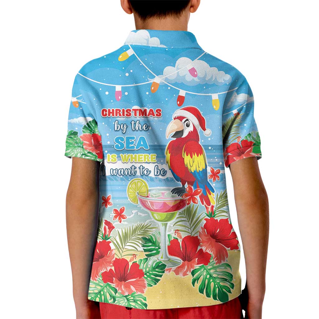 Hawaii Christmas Kid Polo Shirt Funny Macaw Parrot Tropical Vibe LT05 - Wonder Print Shop